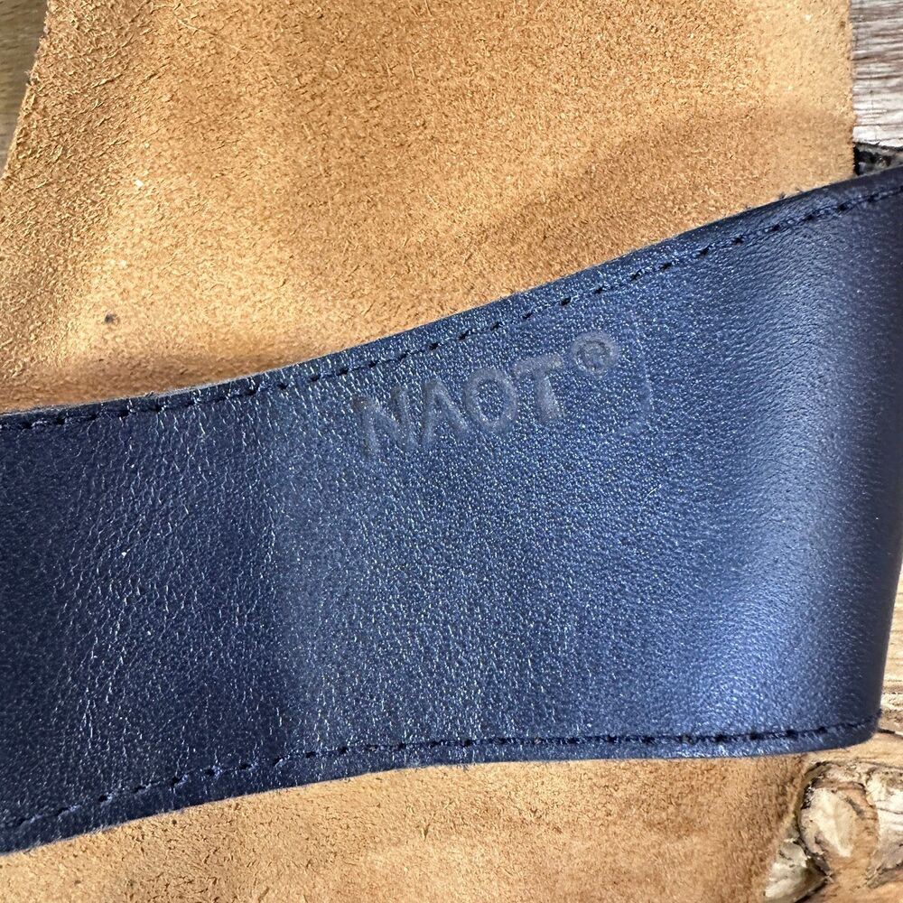 Naot EUC Blue Leather 2 Strap Jewel Accent Slip On Sandal Shoe 40 EU -11 US - Picture 8 of 11